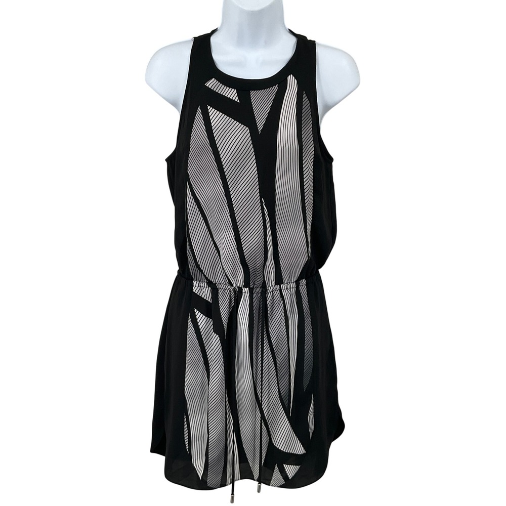 Banana Republic Dress Womens 2 Black Geometric Abstract Cocktail Office Airy NEW